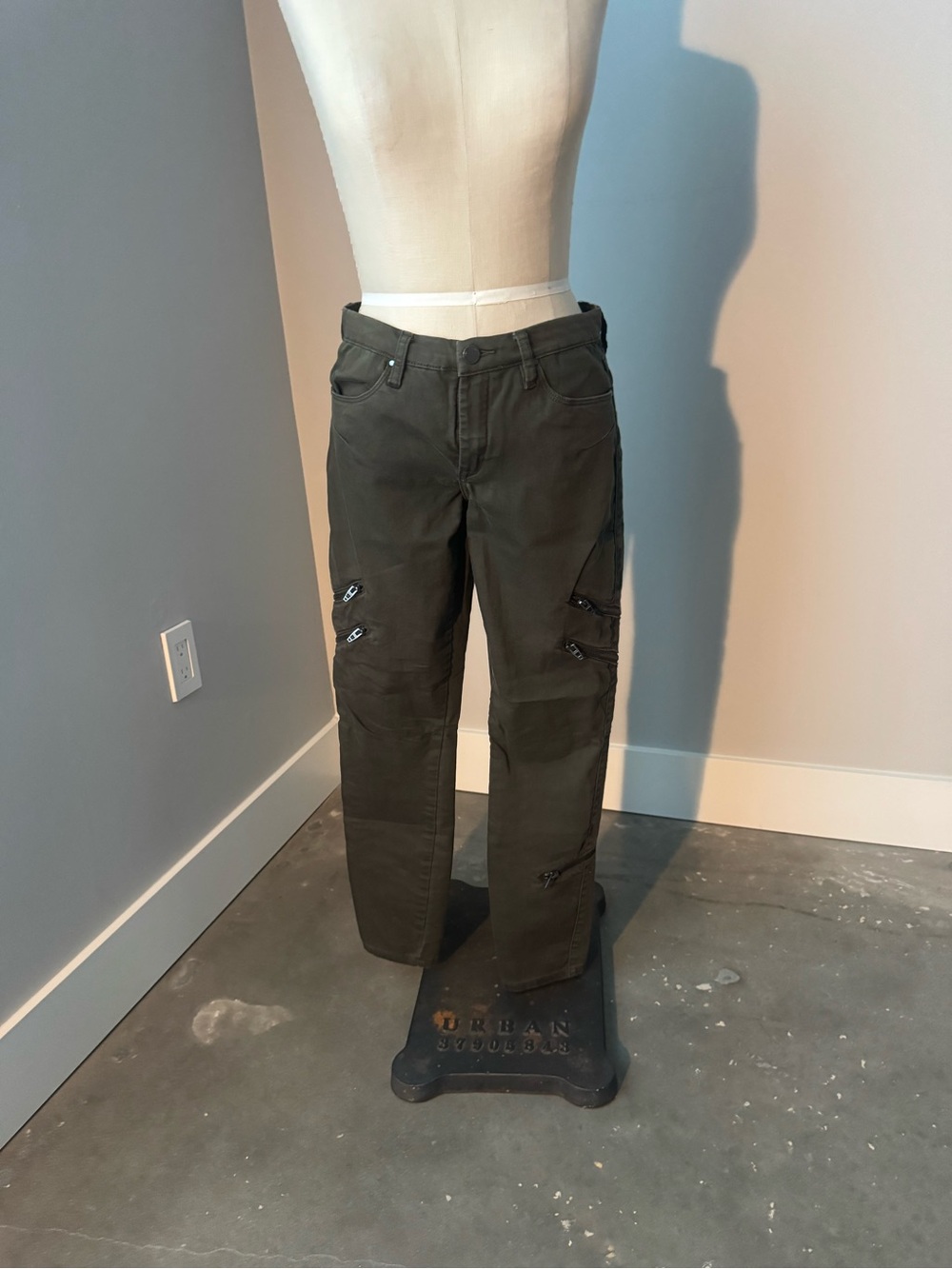 Blank NYC Olive Green Cargo Pants with Zip Accents